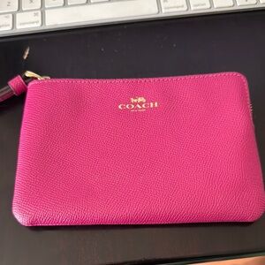 Coach Pink Pebbled Leather Clutch